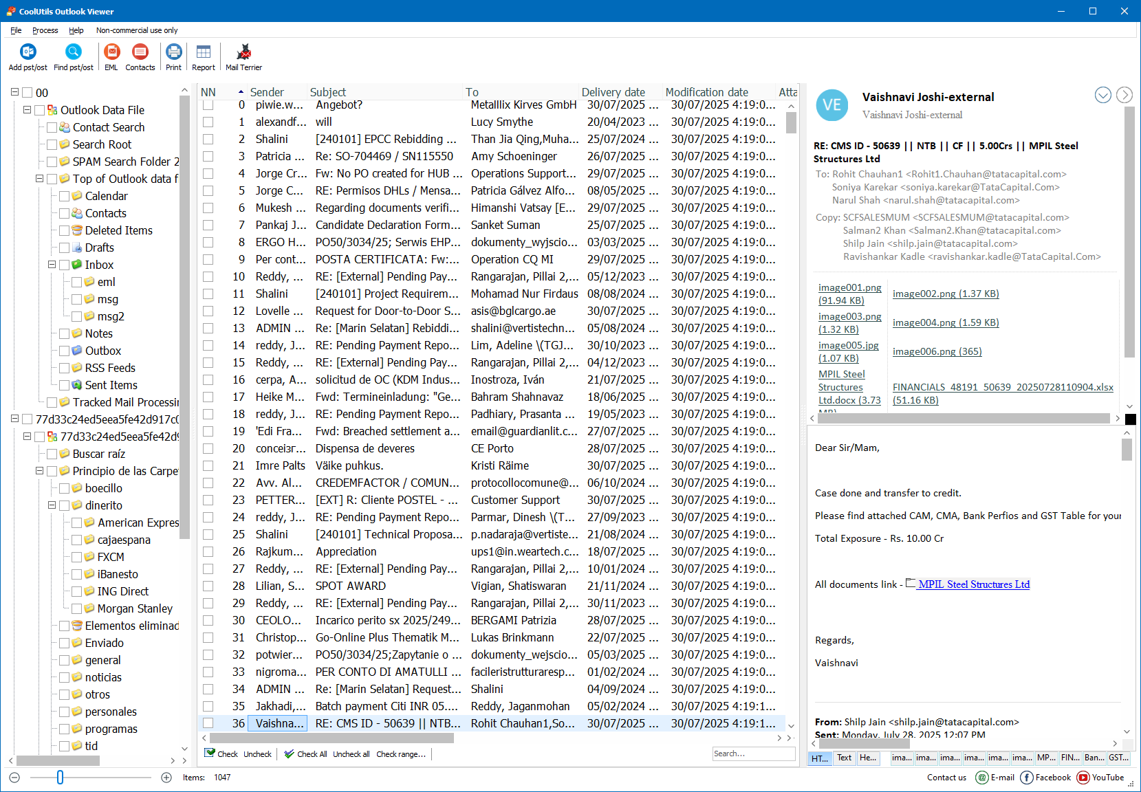 Outlook Viewer UI preview